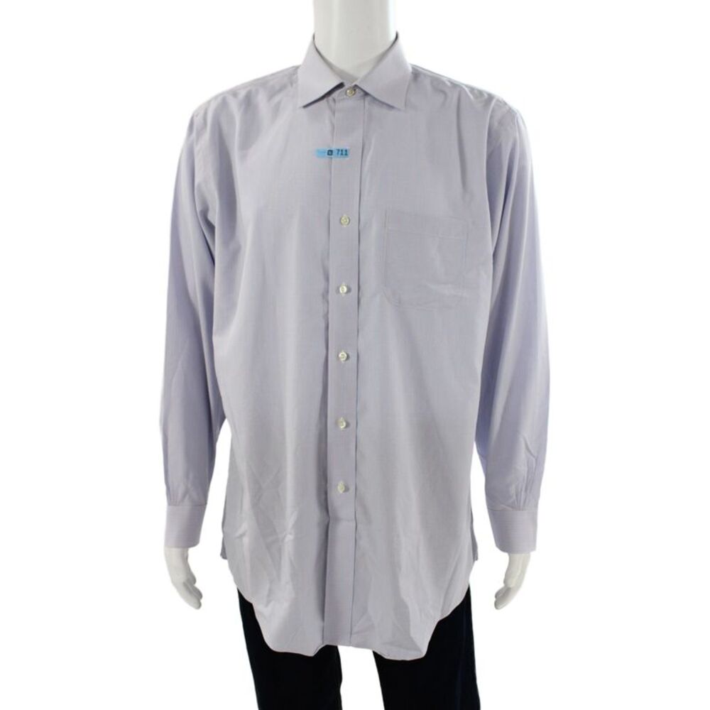 Brooks Brothers Mens Blue Check Supima Cotton Dress Shirt Size 17